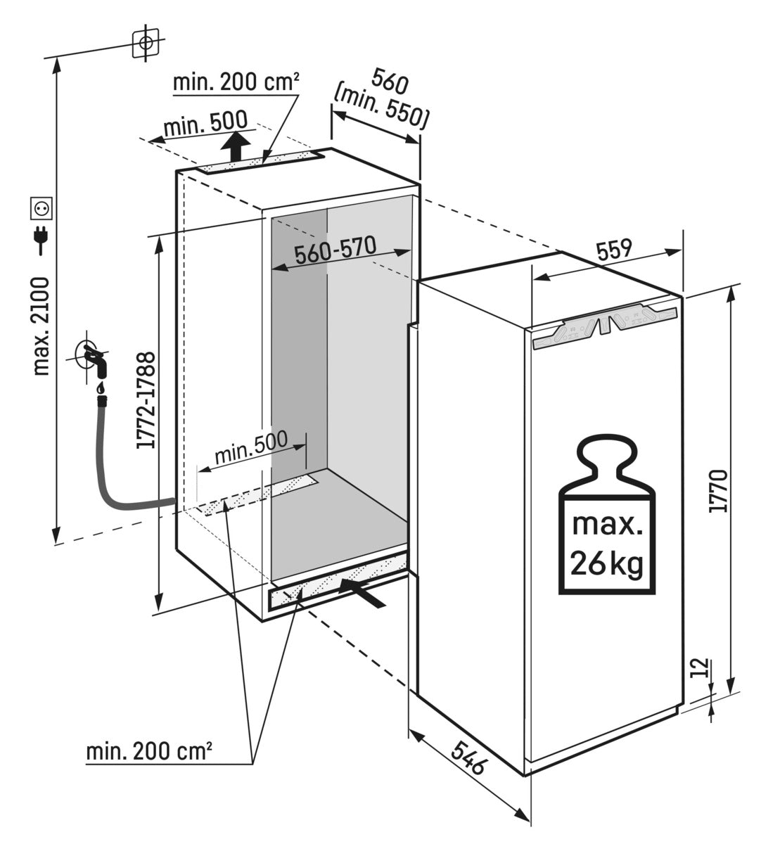 Liebherr 249L Integrated Freezer