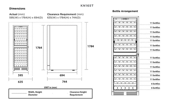 Kadeka 155 Bot Wine Cabient Specs | WineFridge SG