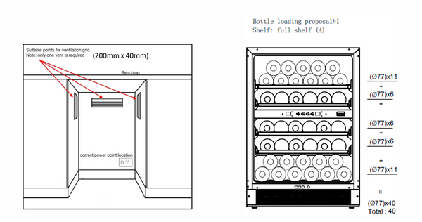 Vintec 40 Bot Dual Zone Wine Cabinet (Inverter Technology)