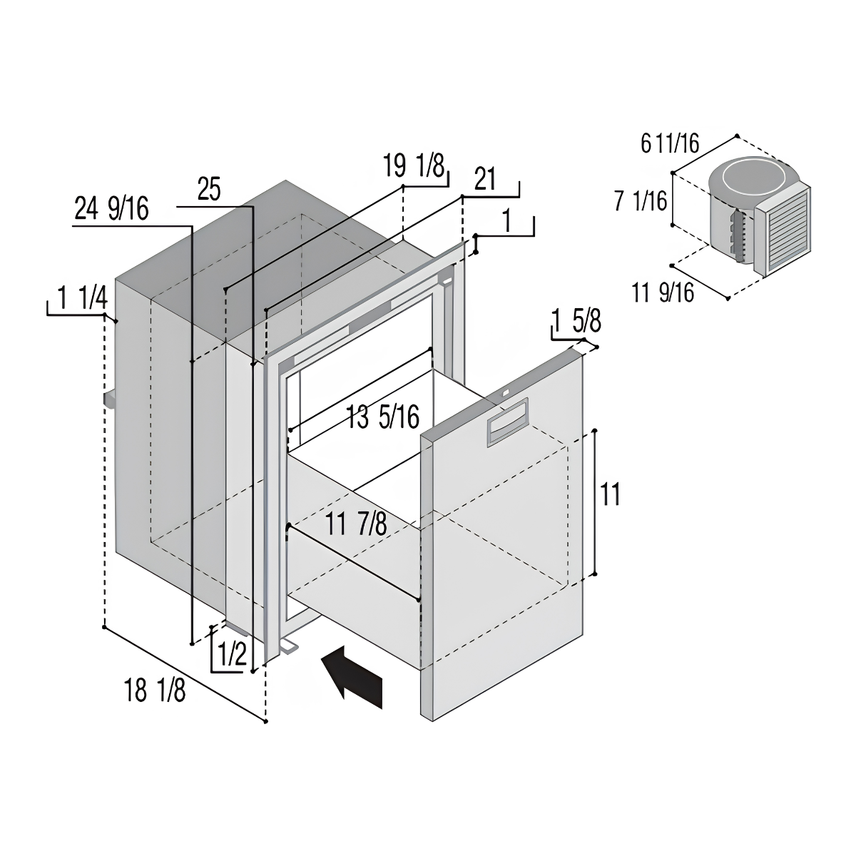 VITRIFRIGO 75L Single Drawer Build-in  Refrigerator