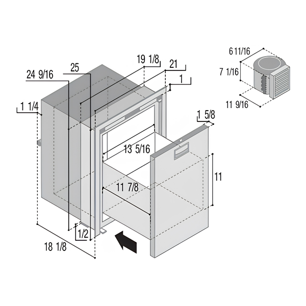 VITRIFRIGO 75L Single Drawer Build-in  Refrigerator